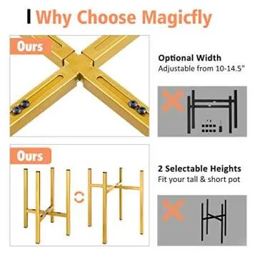 Expandable Magicfly Metal Plant Stand for Indoor Use