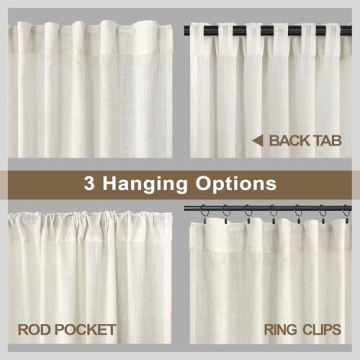 Elegant Cream Linen Curtains - 96 Inches Long - 2 Panels
