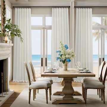 Elegant Cream Linen Curtains - 96 Inches Long - 2 Panels