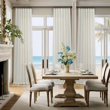 Elegant Cream Linen Curtains - 96 Inches Long - 2 Panels