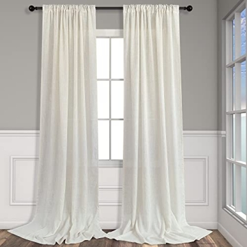 Elegant Cream Linen Curtains - 96 Inches Long - 2 Panels