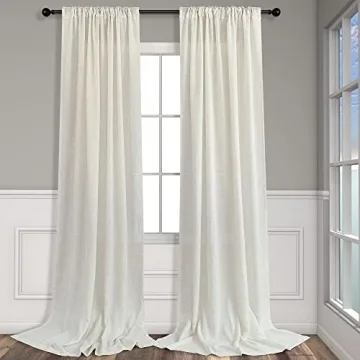 Elegant Cream Linen Curtains - 96 Inches Long - 2 Panels