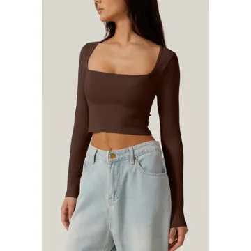 Stylish Meyeeka Cropped Long Sleeve Top in Cinnamon