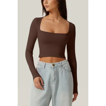 Stylish Meyeeka Cropped Long Sleeve Top in Cinnamon