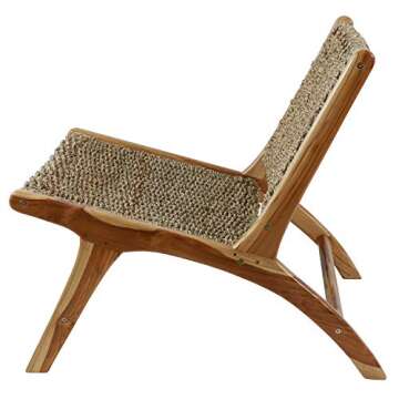 Decor Therapy London Light Oak Seagrass Weave Accent Chair, Natural