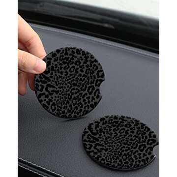 Leopard Ceramic Car Coasters - Stylish Cup Holder Accessories