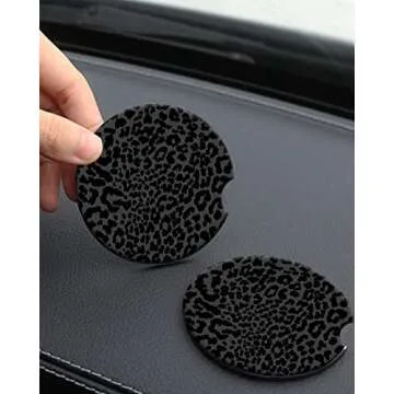 Leopard Ceramic Car Coasters - Stylish Cup Holder Accessories