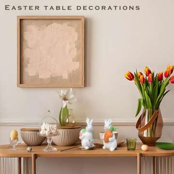 Gftoholic Easter Bunny Decorations Set of 2 - Adorable Rabbit Figurines for Spring Decor
