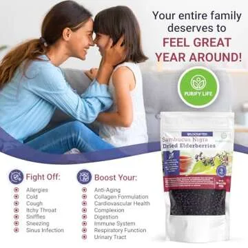 Dried Elderberries - 1lb Bulk - Hand-Sorted, Wildcrafted, Natural, Non-GMO, Whole European Immune System Support for Black Elderberry Syrup, Gummies, Jelly, Tea, Wine, Raw Sambucus, One Pound