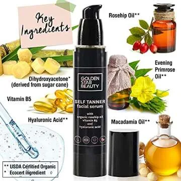 Face Tanner Serum and Self Tanning Lotion with a Mitt - Self Tanners Best Sellers with Organic Oils for Natural Sunkissed Glow