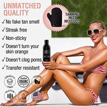 Face Tanner Serum and Self Tanning Lotion with a Mitt - Self Tanners Best Sellers with Organic Oils for Natural Sunkissed Glow