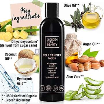 Face Tanner Serum and Self Tanning Lotion with a Mitt - Self Tanners Best Sellers with Organic Oils for Natural Sunkissed Glow