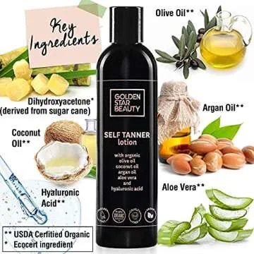 Face Tanner Serum and Self Tanning Lotion with a Mitt - Self Tanners Best Sellers with Organic Oils for Natural Sunkissed Glow