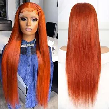 Sogram Ginger Orange 13x4 Straight Transparent Lace Front Wigs Human Hair Pre Plucked with Baby Hair Copper Colored Wigs 150% Density #350 Colored Wigs Brazilian Hair for Black Women (18 Inch)