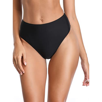 RELLECIGA Women's Black High Cut High Waisted Bikini Bottom Size Small