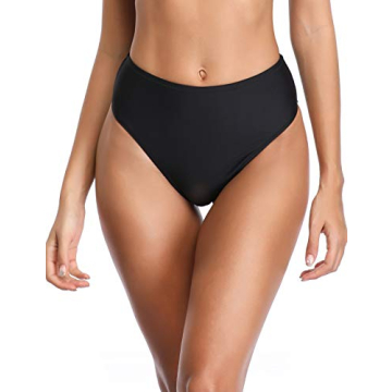 RELLECIGA Women's Black High Cut High Waisted Bikini Bottom Size Small