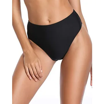 RELLECIGA Women's Black High Cut High Waisted Bikini Bottom Size Small