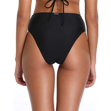 RELLECIGA Women's Black High Cut High Waisted Bikini Bottom Size Small