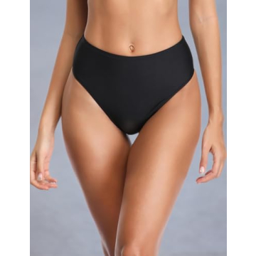 RELLECIGA Women's Black High Cut High Waisted Bikini Bottom Size Small