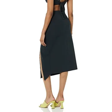 TEREA Women's Laila Faux Wrap Midi Skirt Black XL