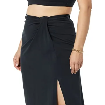 TEREA Women's Laila Faux Wrap Midi Skirt Black XL