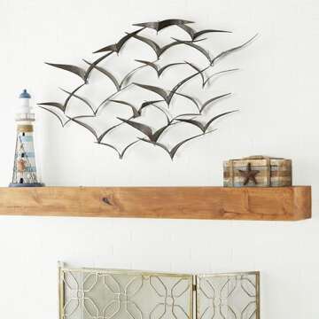Deco 79 Metal Bird Wall Decor Elegant Coastal Design