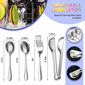 Patelai 15 Pieces Stainless Steel Serving Utensils Set