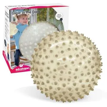 Edushape Sensory Ball for Baby - 7” Glow-in-The-Dark Baby Ball That Helps Enhance Gross Motor Skills for Kids Aged 6 Months & Up - Pack of 1 Vibrant Colorful and Unique Textured Ball for Baby