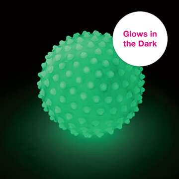 Edushape Sensory Ball for Baby - 7” Glow-in-The-Dark Baby Ball That Helps Enhance Gross Motor Skills for Kids Aged 6 Months & Up - Pack of 1 Vibrant Colorful and Unique Textured Ball for Baby