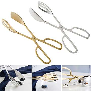 Food Tongs, Stainless Steel Kitchen Tongs Salad Tongs for Cooking, Barbecue, Pastry, Sandwich, Ice, ...