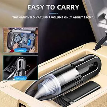 CAMFUN Mini Handheld Vacuum Cleaner Cordless Portable Car Vacuums with 6KPa Strong Suction & 120W High Power, Quick Charge for Pet Hair, Home and Car Cleaning, Model CV01, Black