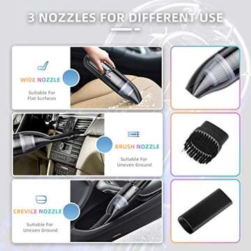 CAMFUN Mini Handheld Vacuum Cleaner Cordless Portable Car Vacuums with 6KPa Strong Suction & 120W High Power, Quick Charge for Pet Hair, Home and Car Cleaning, Model CV01, Black