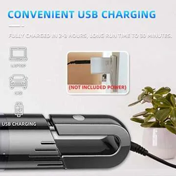 CAMFUN Mini Handheld Vacuum Cleaner Cordless Portable Car Vacuums with 6KPa Strong Suction & 120W High Power, Quick Charge for Pet Hair, Home and Car Cleaning, Model CV01, Black