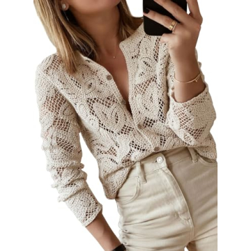 Miduo Women's Crochet Lace Spring Cardigan Apricot