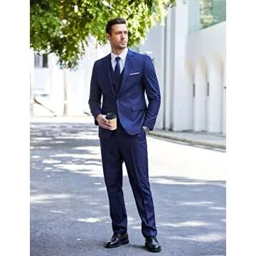 COOFANDY Men's 3 Piece Wedding Suit Set One Button Slim Fit Jacket Blazer Vest Pants Set Groom Prom ...