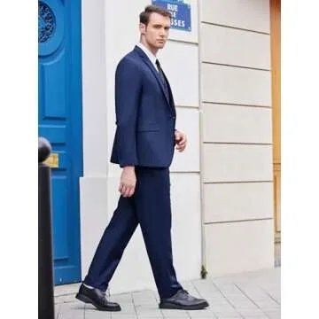 COOFANDY Men's 3 Piece Wedding Suit Set One Button Slim Fit Jacket Blazer Vest Pants Set Groom Prom Tuxedo Suits Navy Blue