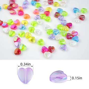 300 Pcs Acrylic Heart Shape Beads for Jewelry Making Craft DIY Bead Colorful Loose Beads for Bracelet Necklace Earrings Small Hole Beads Heart Shaped Spacer Beads Mini Heart Charms (8 Colors)