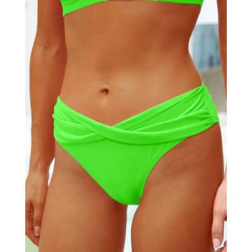 Yonique Women Two Piece Bathing Suits Push Up Bikini Set Halter Swimsuit Vintage Swimwear Neon Green XL