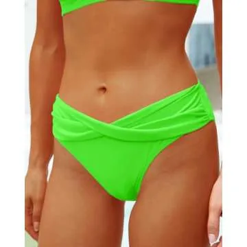 Yonique Two Piece Bikini Set Halter Swimsuit Neon Green XL