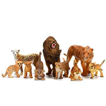 20 PCS Safari Animals Figures Toys, Realistic Plastic Animals Figurines, African Zoo Wild Jungle Animals Playset with Elephant, Giraffe, Lion, Tiger for Kids Party Supplies Cake Topper