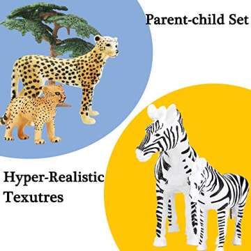20 PCS Safari Animals Figures Toys, Realistic Plastic Animals Figurines, African Zoo Wild Jungle Animals Playset with Elephant, Giraffe, Lion, Tiger for Kids Party Supplies Cake Topper
