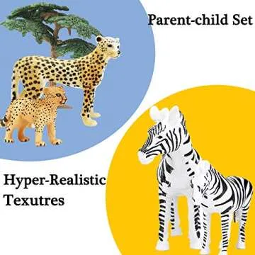 20 PCS Safari Animals Figures Toys, Realistic Plastic Animals Figurines, African Zoo Wild Jungle Animals Playset with Elephant, Giraffe, Lion, Tiger for Kids Party Supplies Cake Topper