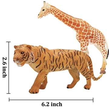 20 PCS Safari Animals Figures Toys, Realistic Plastic Animals Figurines, African Zoo Wild Jungle Animals Playset with Elephant, Giraffe, Lion, Tiger for Kids Party Supplies Cake Topper