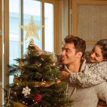 10" Glitter Gold Star Tree Topper - Perfect Holiday Decor