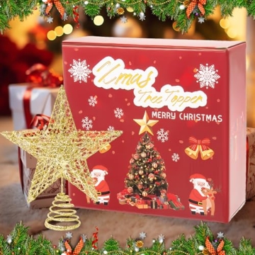 10" Glitter Gold Star Tree Topper - Perfect Holiday Decor