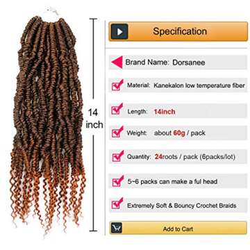 Bomb Twist Crochet Hair 14 Inch 6 Packs Ombre Brown Mini Passion Twist Crochet Hair for Black Women ...