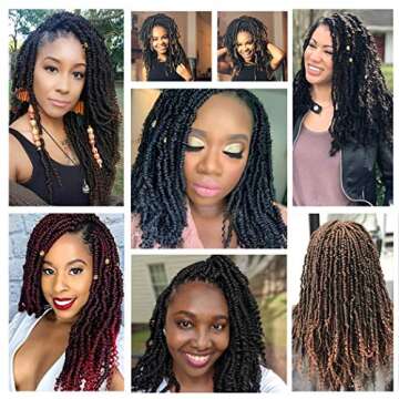 Bomb Twist Crochet Hair 14 Inch 6 Packs Ombre Brown Mini Passion Twist Crochet Hair for Black Women Pre-looped Spring Twist Crochet Braids Nubian Twist Synthetic Hair Extension (T30#)