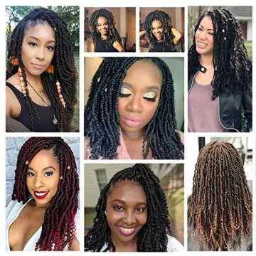 Bomb Twist Crochet Hair 14 Inch 6 Packs Ombre Brown Mini Passion Twist Crochet Hair for Black Women Pre-looped Spring Twist Crochet Braids Nubian Twist Synthetic Hair Extension (T30#)