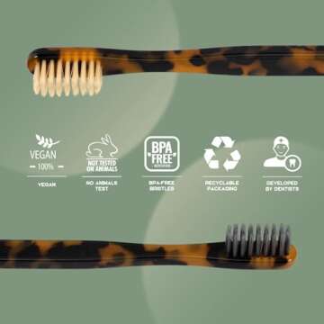 Isshah Biodegradable Eco-Friendly Cellulose Acetate Toothbrushes - 8 Count