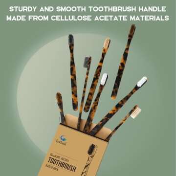 Isshah Biodegradable Eco-Friendly Cellulose Acetate Toothbrushes - 8 Count